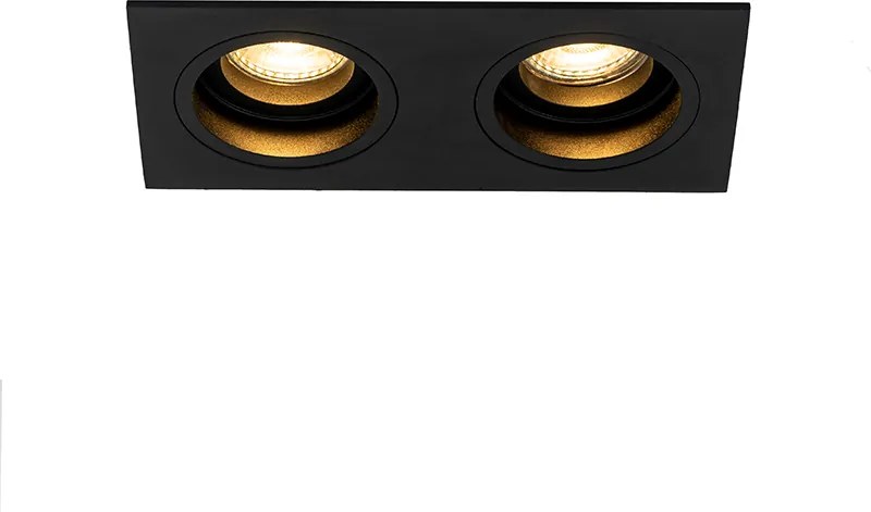 Zestaw 6 kwadratowych reflektorów wpuszczanych czarnych z regulacją, 2-punktowe - Chuck