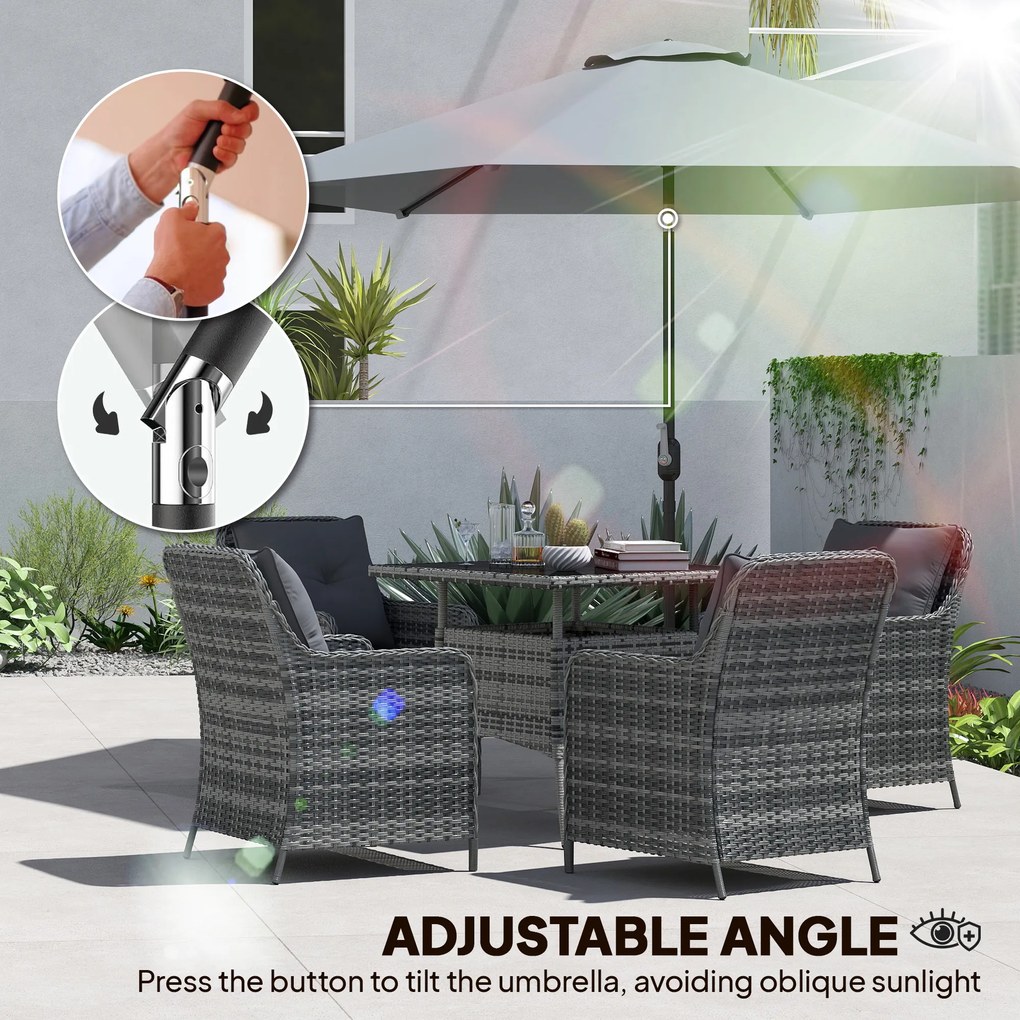 Outsunny 3-metrowy parasol ogrodowy z pokrowcem, z funkcją przechyłu i korbą, wentylacja, szary | Aosom PL