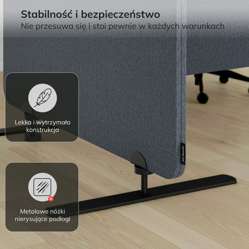 Parawan akustyczny, ścianka biurowa Carbon Fog, 240/145 cm: SADIE