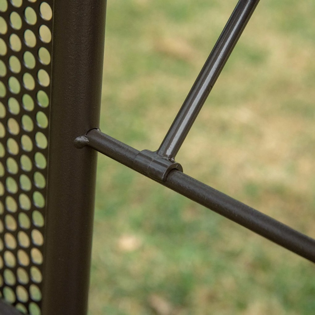 Outsunny huśtawka ogrodowa 3osobowa z daszkiem przeciwsłonecznym poduszka metal poliester khaki 116x206x183cm | Aosom PL