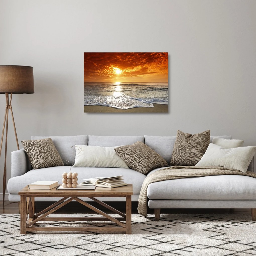 Obraz na szkle zachód słońca na Korsyce (70x50 cm)