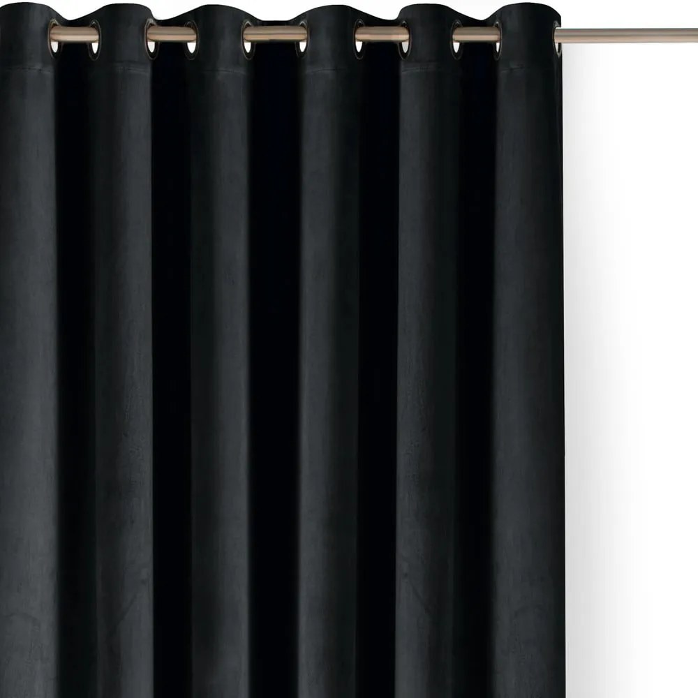 Czarna aksamitna zasłona częściowo zaciemniająca (dimout) 530x175 cm Velto – Filumi