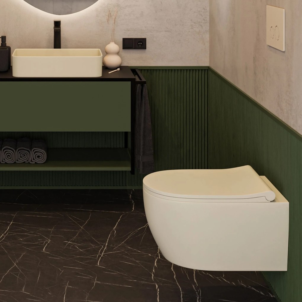 Miska WC wisząca rimless beżowa LERA ivory z deską wolnoopadającą Slim