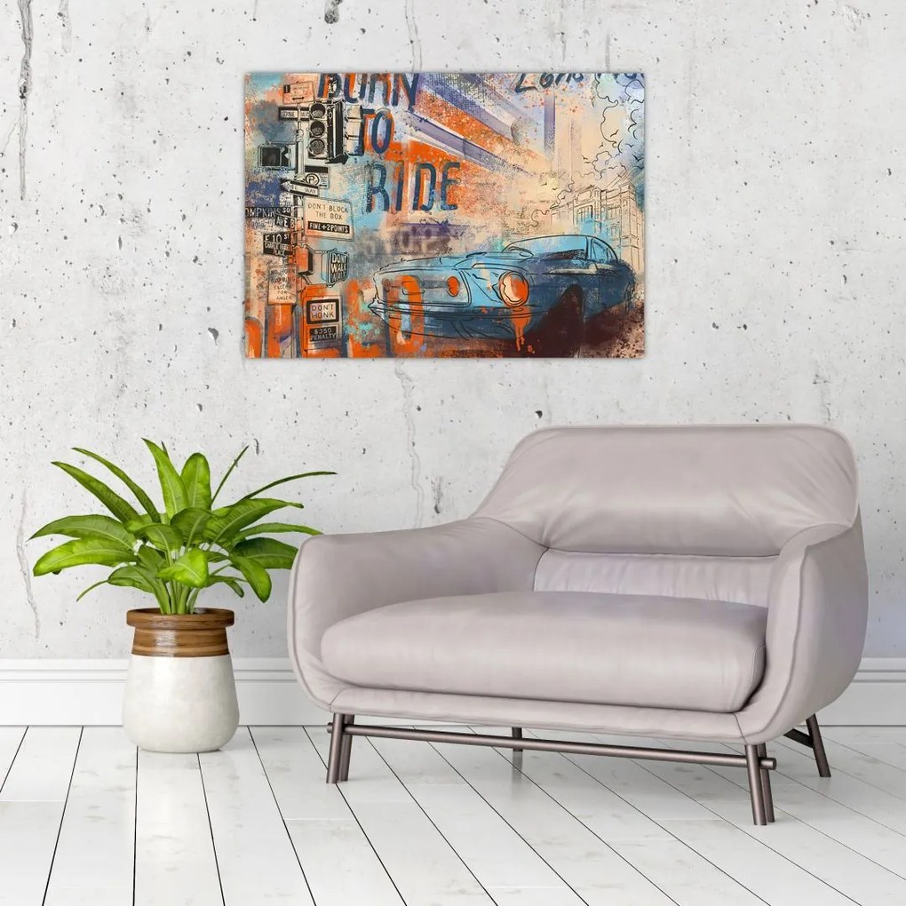 Obraz na szkle - Urodzony by jeździć (70x50 cm)
