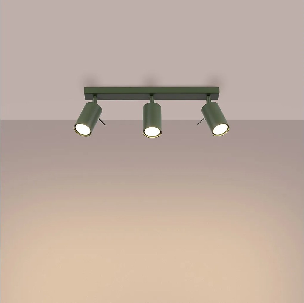 Lampa sufitowa nowoczesny Briix, stal - 3 źródło światła 3000K - L.45 x H.17 cm - zielony oliwkowy