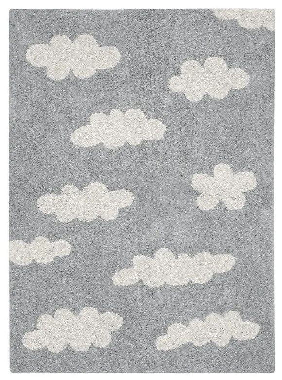 Szary dywan dziecięcy z mieszanki bawełny tkany ręcznie odpowiedni do prania 120x160 cm Clouds Grey – Lorena Canals