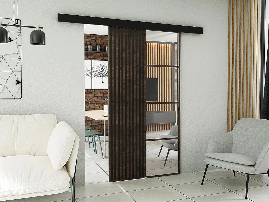 Drzwi przesuwne z maskownicą MOLI 100 jesion ciemny