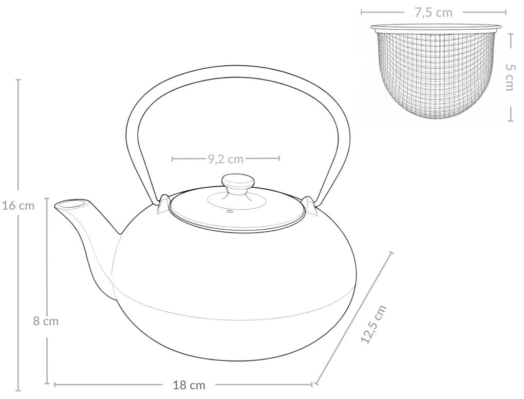 Czajnik żeliwny z zaparzaczem NOMI, 800 ml