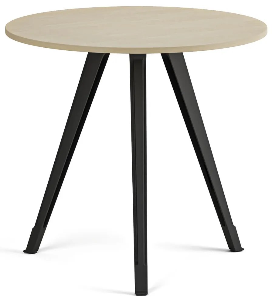 Stolik kawowy PRIMO ZEN, średnica 80 cm, czarna podstawa, brzoza