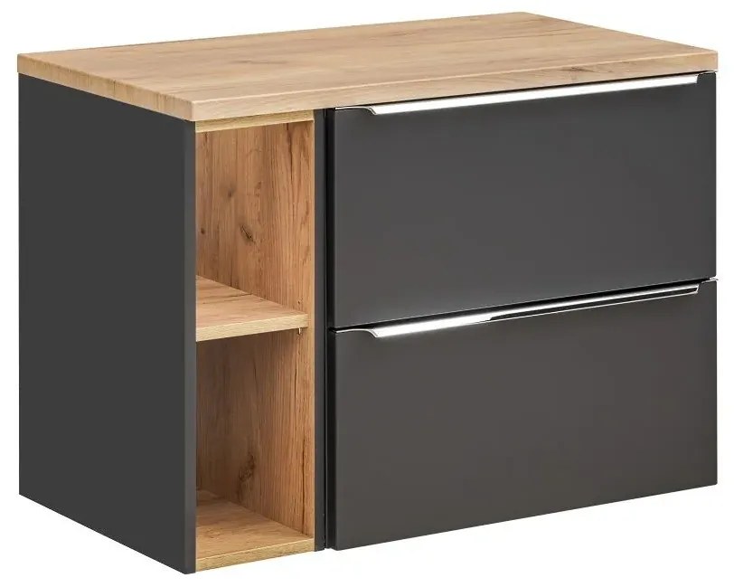 Szafka pod umywalkę CAPRI 820 + CAPRI 810 80 cm czarna mat zestaw z blatem COMAD