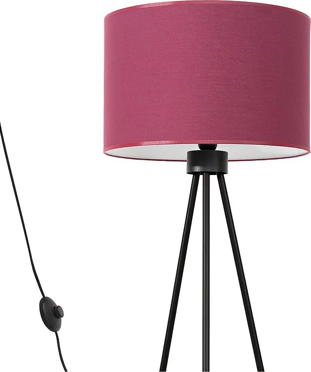 Lampa podłogowa minimalistyczny Nevia, tkanina/PVC/stal - 1 źródło - L.40 x H.135 cm - burgund/czarny