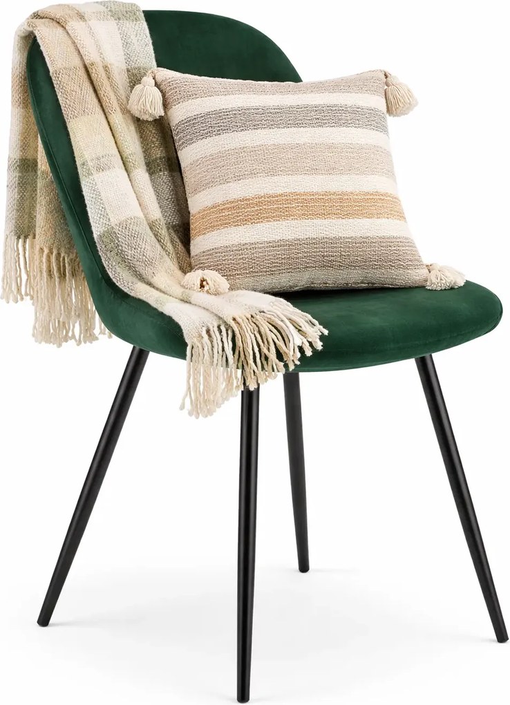 Ciemnozielone krzesło metalowe welurowe H3-Z39