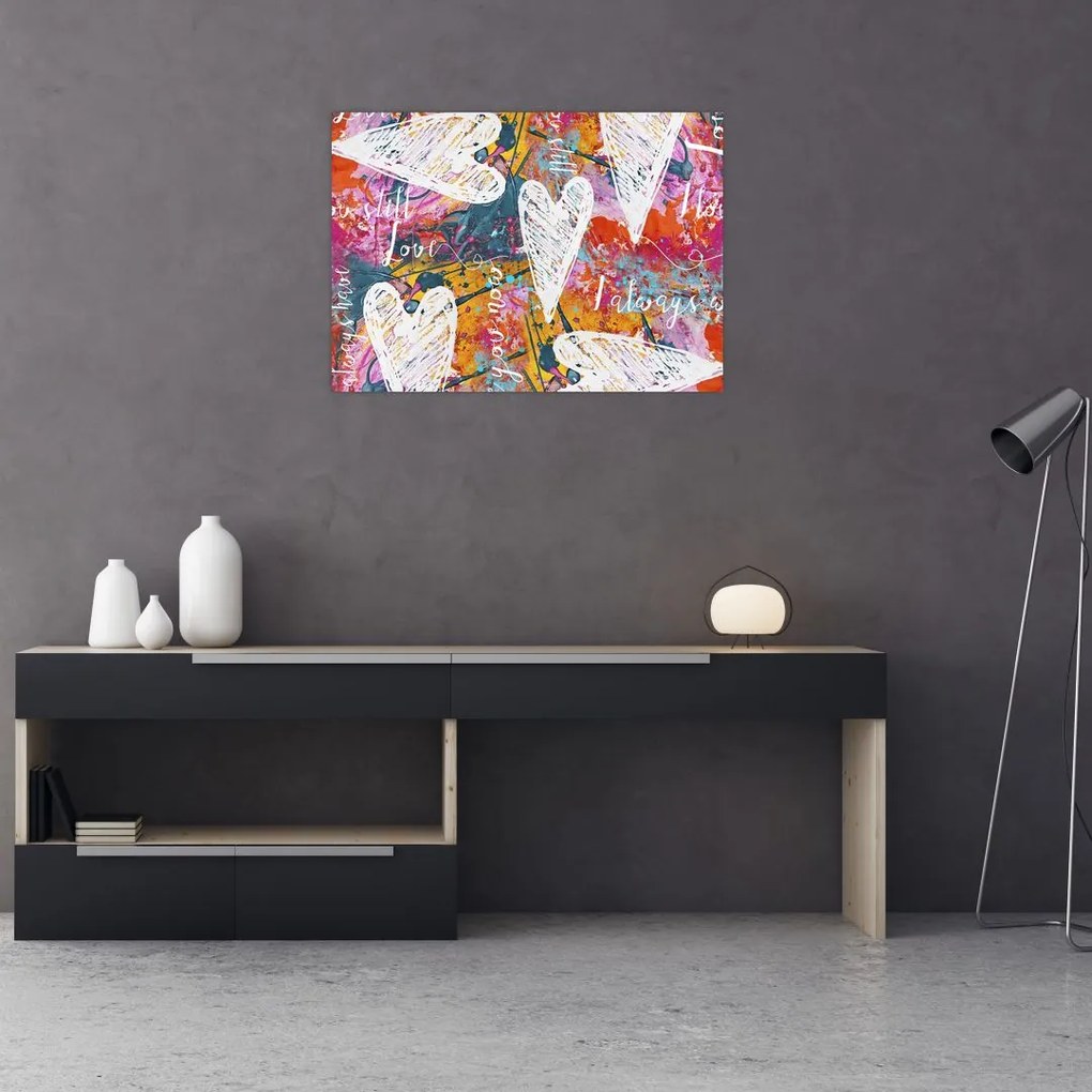 Obraz - Serce na abstrakcyjnym tle (70x50 cm)