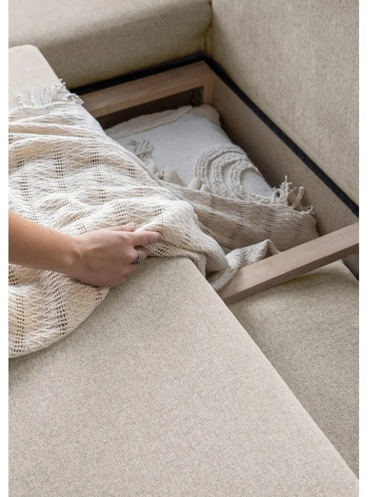 Beżowa rozkładana sofa w kształcie litery "U" Miuform Scandic Lagom, prawostronna