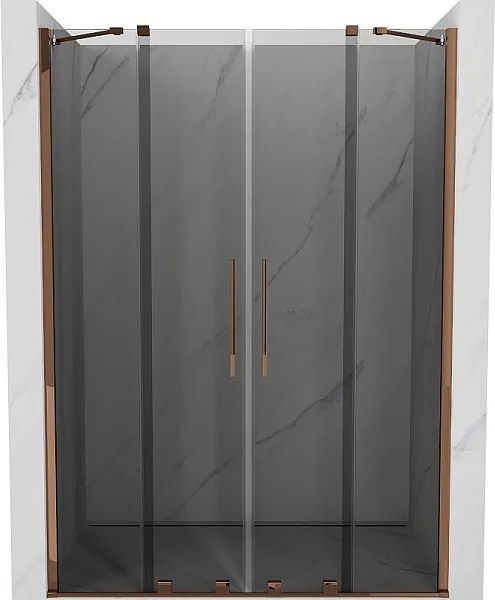 Mexen Velar Duo drzwi prysznicowe rozsuwane 150 cm, grafit, różowe złoto - 871-150-000-42-60