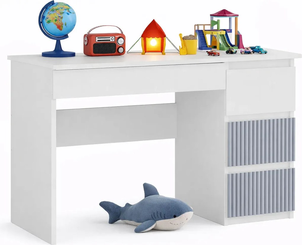 Prawostronne biurko młodzieżowe nowoczesne biały + niebieski A2-D85