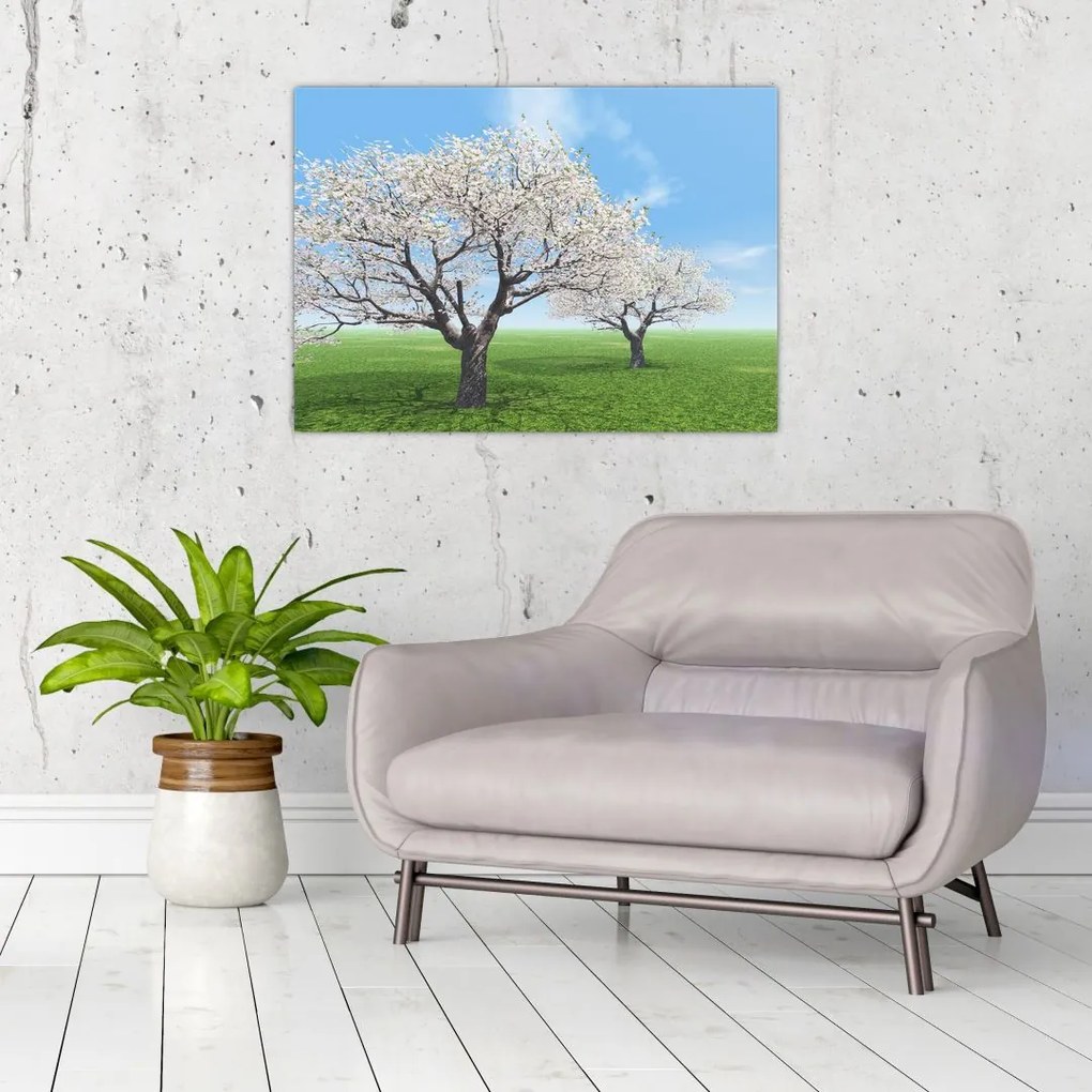 Obraz na szkle - drzewa (70x50 cm)