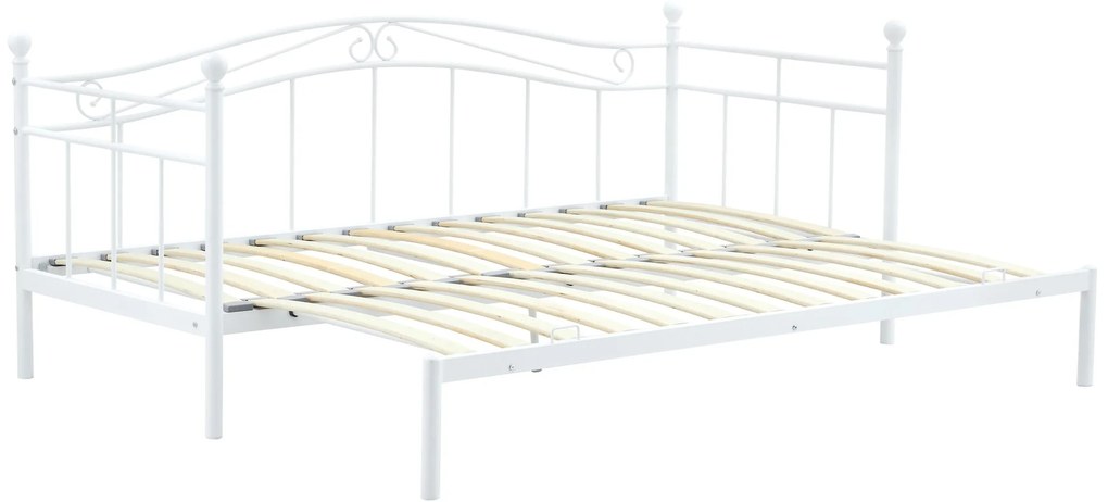 Łóżko 90x200 180x200 rozkładane, białe metalowe ARIZA 207/104-194/86