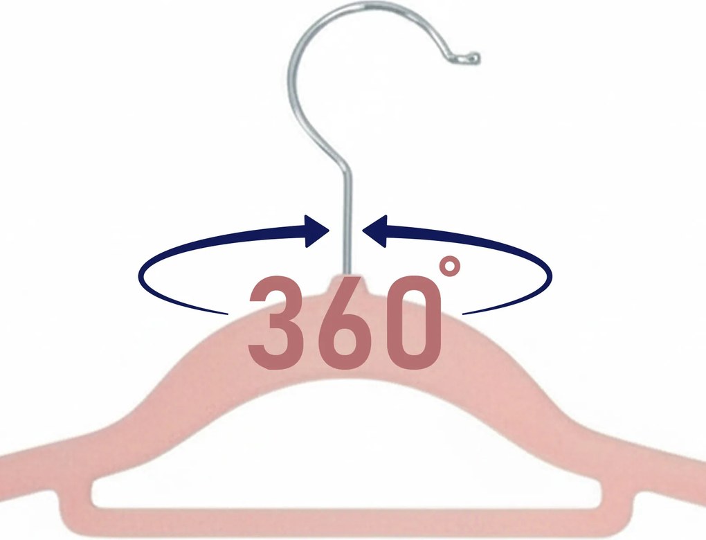 Zestaw wieszaków welurowych MAGIC VELVET 20 szt. różowe