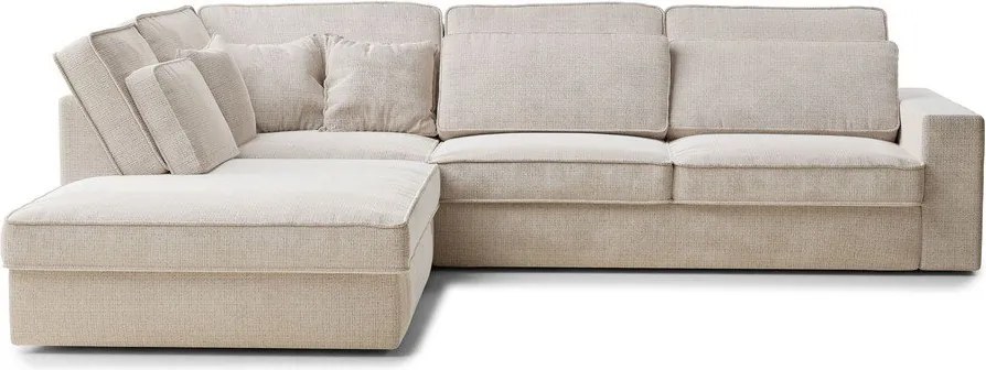 Kremowy narożnik z tkaniny szenilowej (lewostronny/w kształcie litery L) Kirou – Maison de Rêve