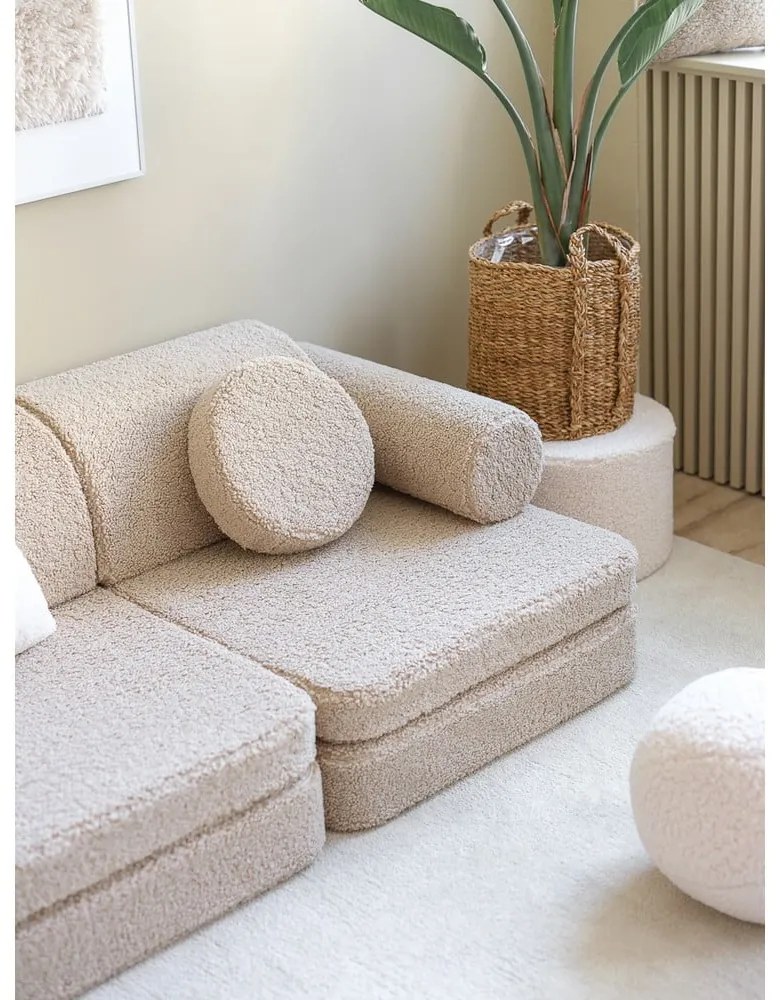 Jasnobrązowa sofa dla dzieci z materiału bouclé 132 cm Settee – Wigiwama