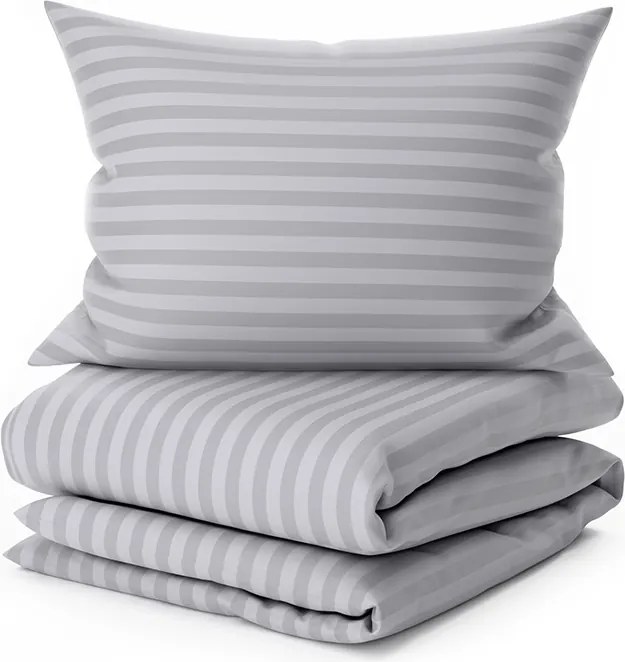 PrzytulneMieszkanie.pl PrzytulneMieszkanie.pl Hotelowa pościel z mikrofibry JASMINE jasnoszary - pasek 2 cm Rozmiar pościeli: 70 x 90 cm | 140 x 200 cm