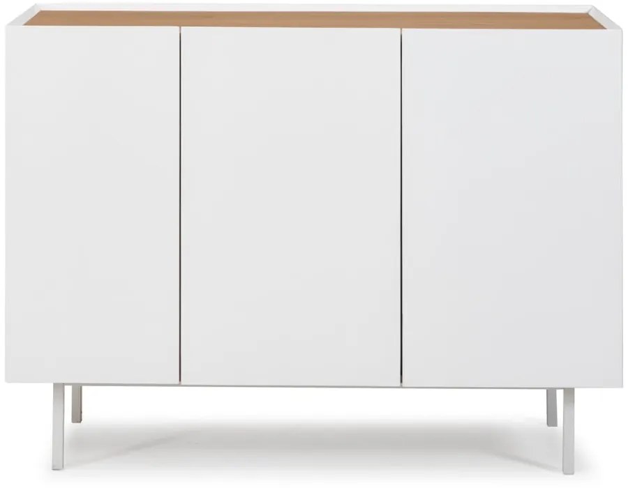 Biała niska komoda w dekorze dębu 110x85 cm Arista – Teulat