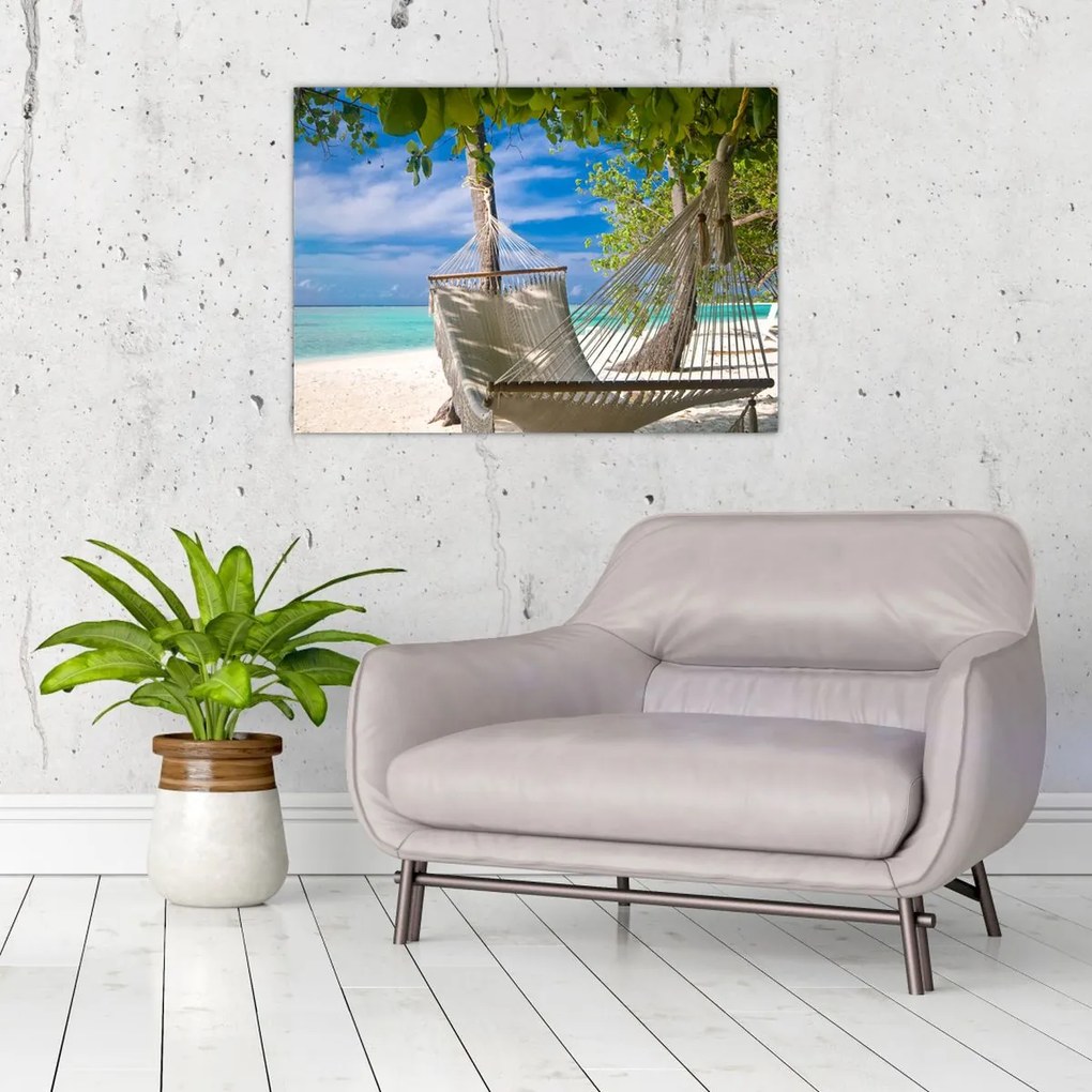 Obraz - Hamak na plaży (70x50 cm)