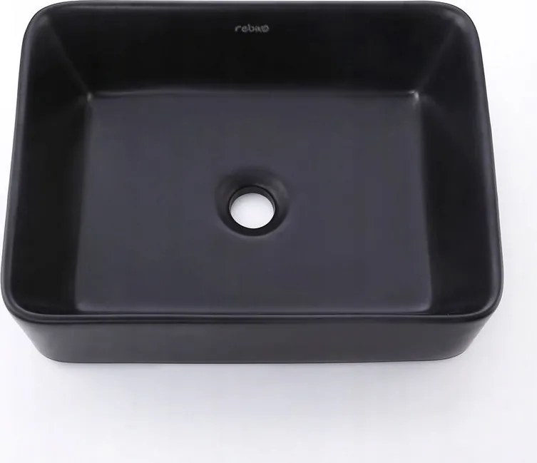 Umywalka nablatowa ceramiczna matowa czarna stawiana na blat prostokątna