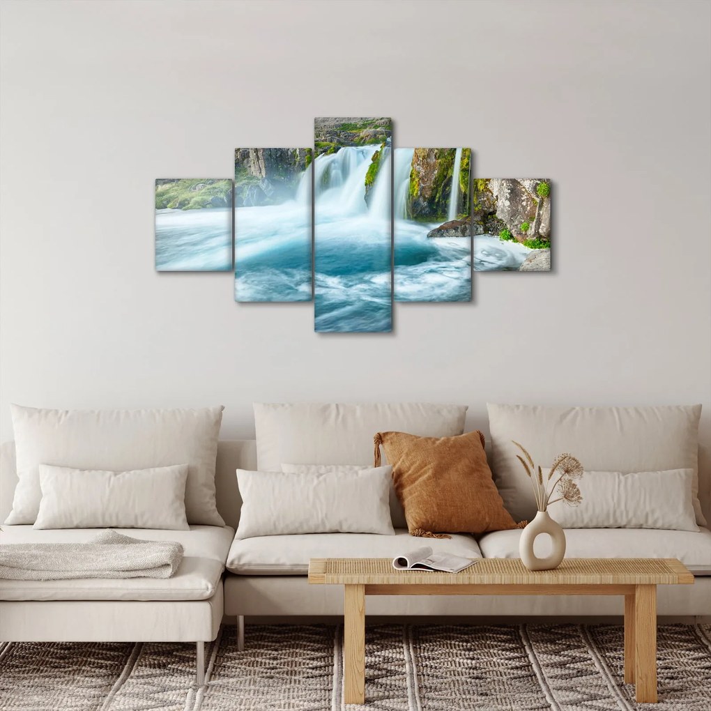 Obraz - Skały z wodospadami (125x70 cm)