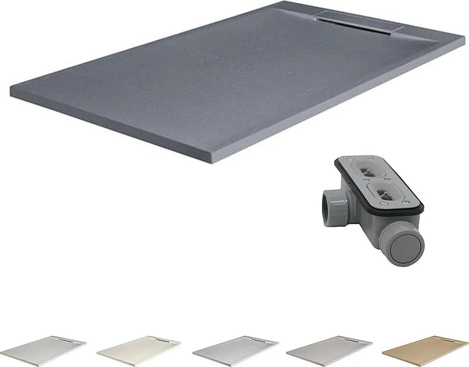 Brodzik z żywicy antypoślizgowy z ukrytym syfonem | Kolor Grafitowy | 180x100cm