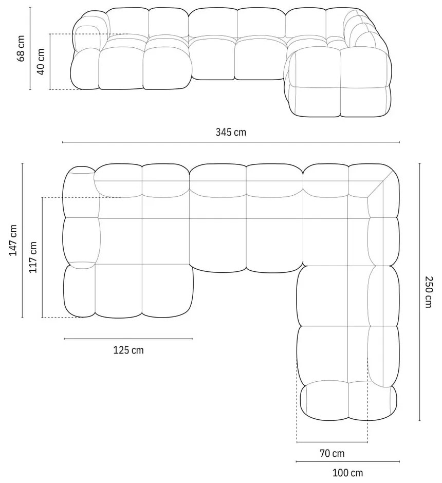 Beżowy narożnik (prawostronny/w kształcie litery U) Loretto – Cosmopolitan Design