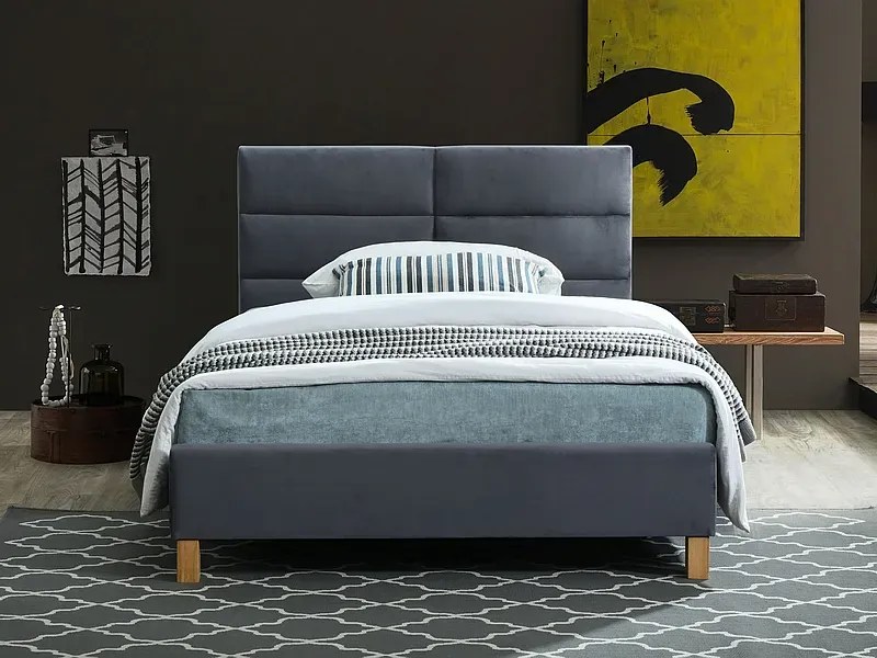 Łóżko tapicerowane SIERRA VELVET 120x200 szare SIGNAL