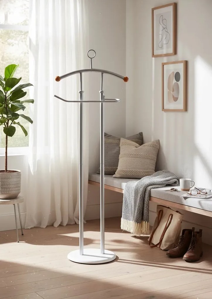 Srebrny stojący na ubrania wieszak T0-D81