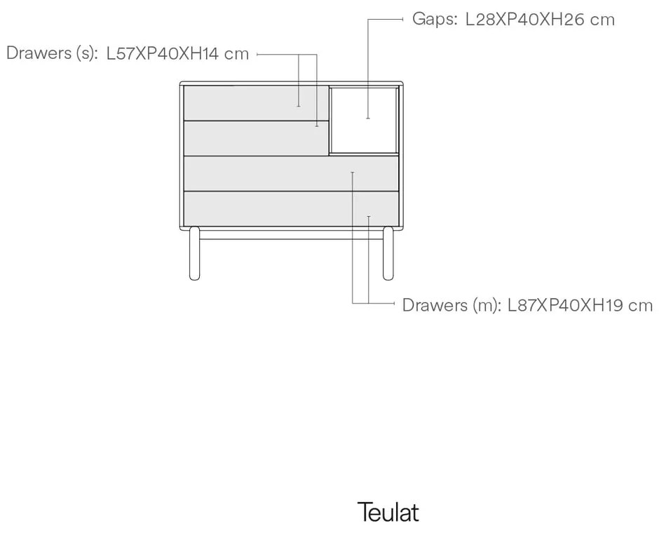 Ciemnoszara niska komoda 90x90 cm Corvo – Teulat