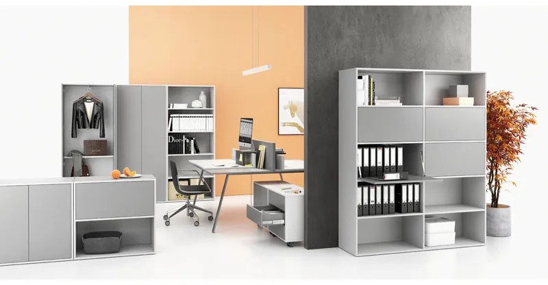 Biurko z regulacją wysokości SINGLE LAYERS, 160x80 cm, 2 silniki, biały/szary