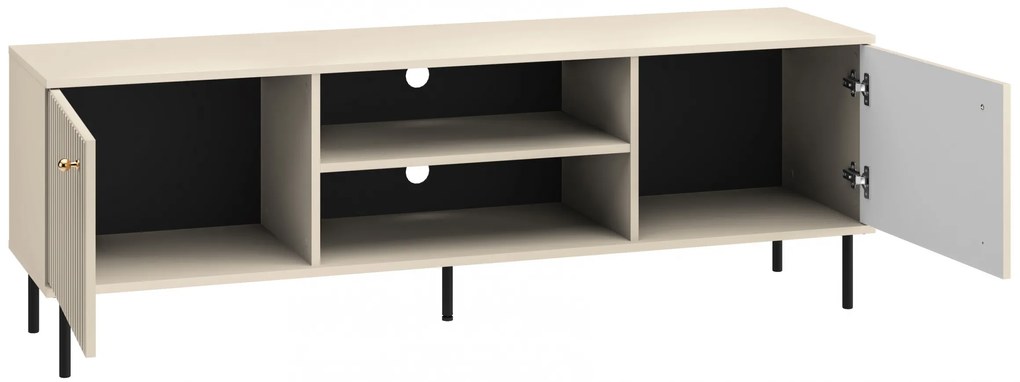 Szafka RTV na metalowych nogach Jamuzi 160 cm - kaszmir / czarne nóżki