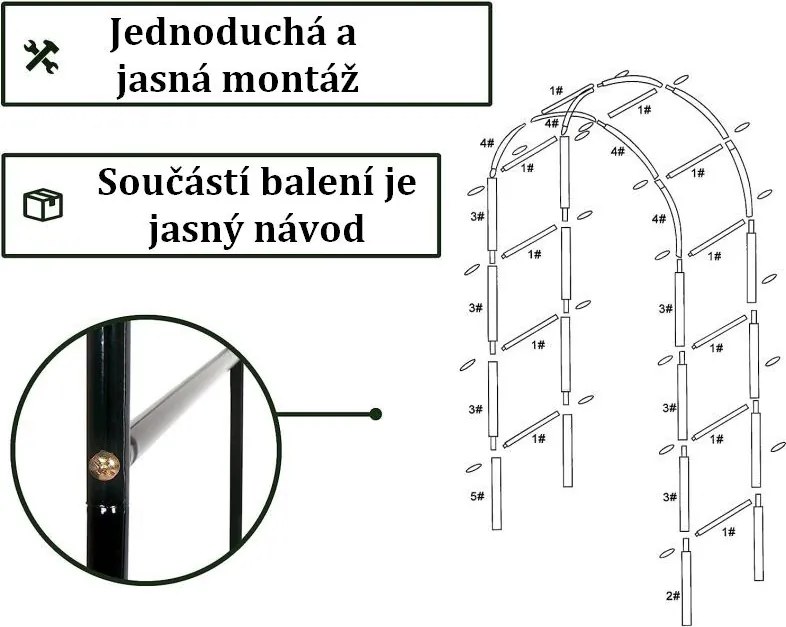 Zestaw 2 ogrodowych łuków do roślin pnących, 240 cm