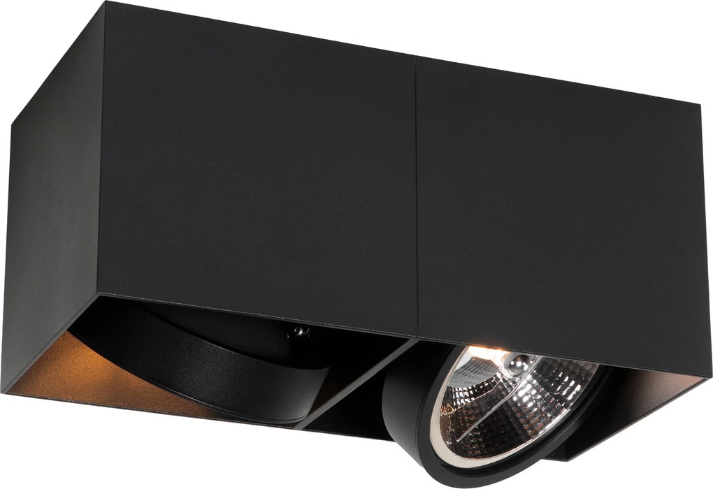 Designerski reflektor czarny prostokątny AR111 2-światła - Box