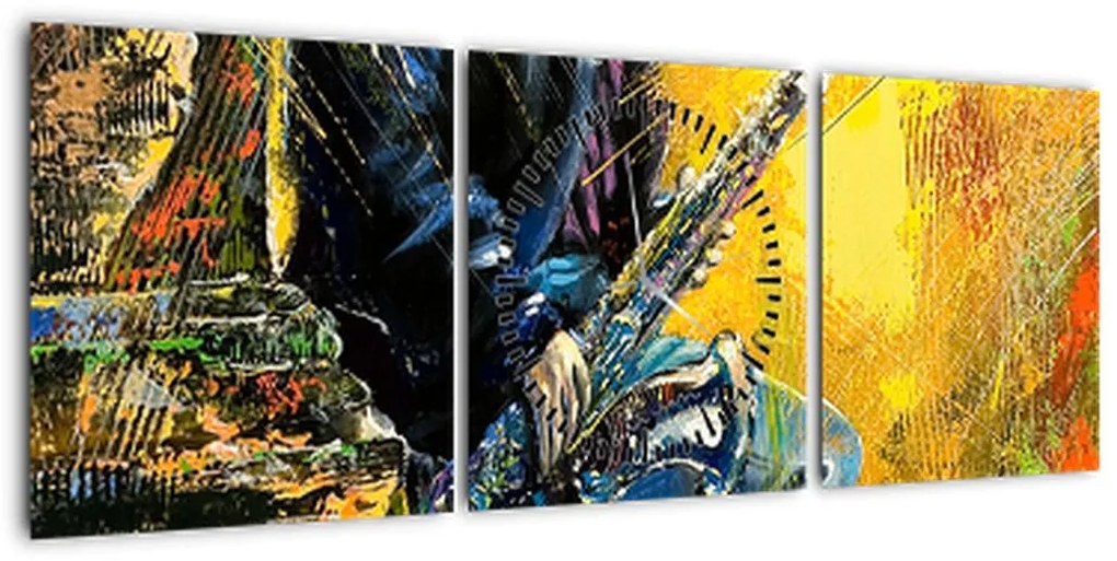 Obraz saksofonisty (z zegarem) (90x30 cm)