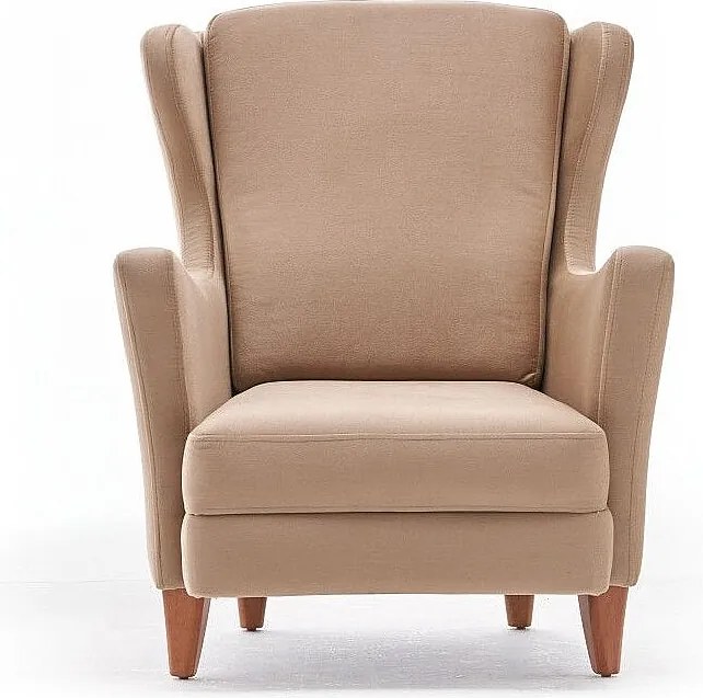 Elegancki fotel – 77 cm szer. x 98 cm wys. x 80 cm gł. – kremowy – 100% aksamit poliestrowy