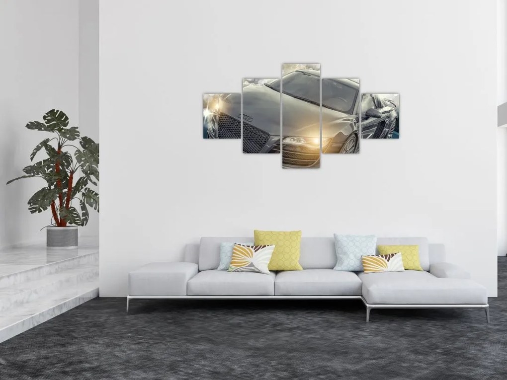 Obraz samochodu Audi - szary (125x70 cm)