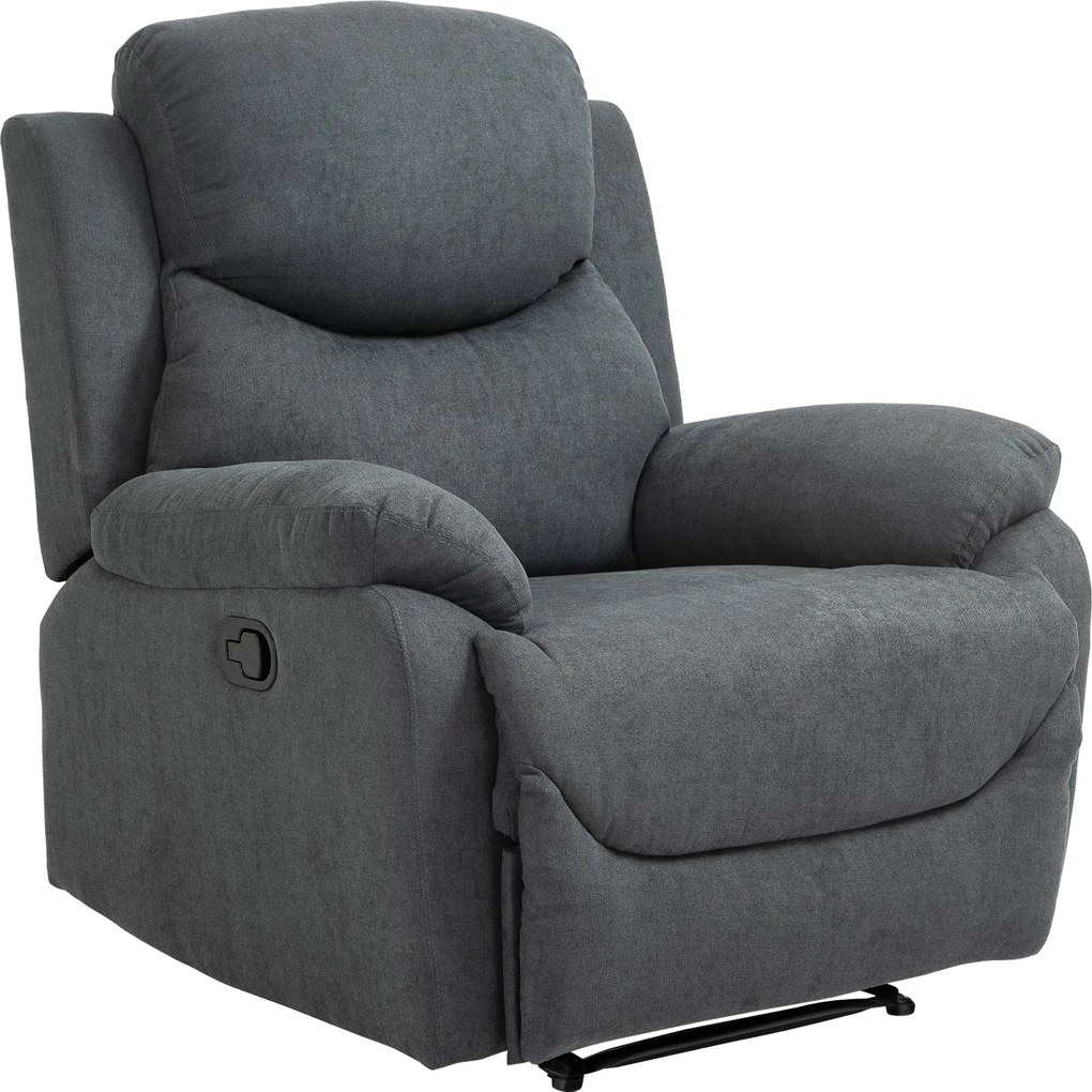 HOMCOM Fotel relaksacyjny Lniany ciemnoszary Pojedyncza sofa 150° nachylenie Komfortowy fotel TV | Aosom PL