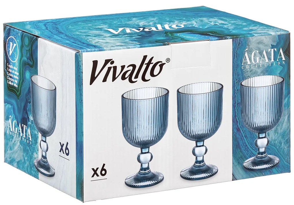 Zestaw kieliszków do wina LINES z ryflowanego szkła, 6 sztuk, 260 ml