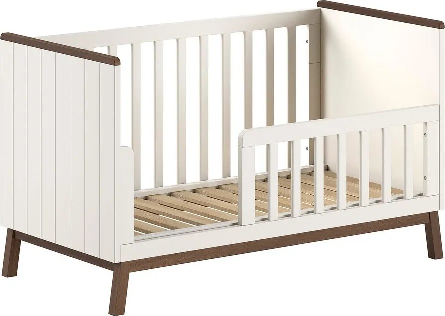 Beżowe łóżeczko z litego drewna sosnowego ze zdejmowanym bokiem/z regulowaną wysokością 70x140 cm Sezane – Vipack