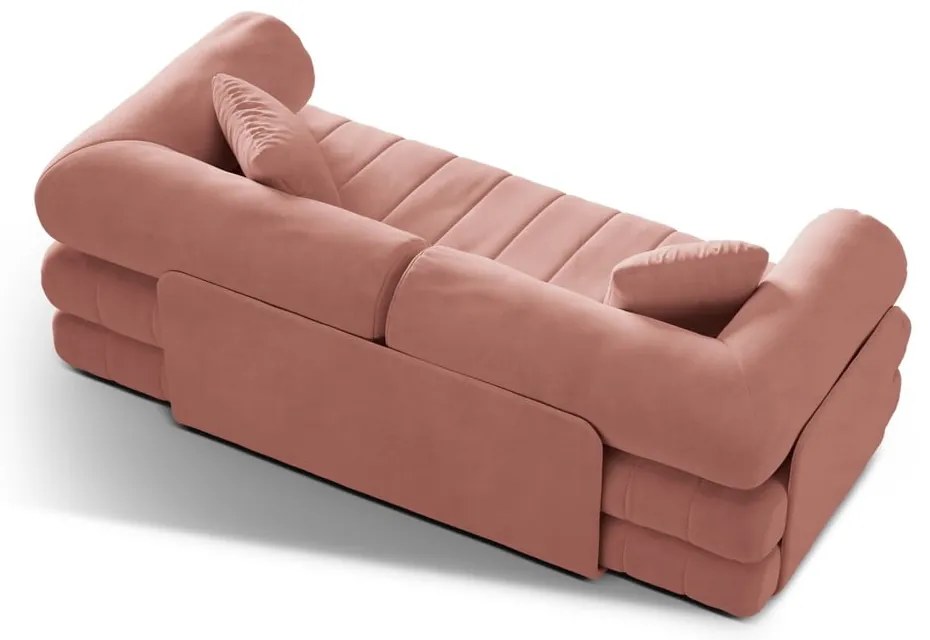 Różowa aksamitna rozkładana sofa 206 cm Kemi – Cosmopolitan Design
