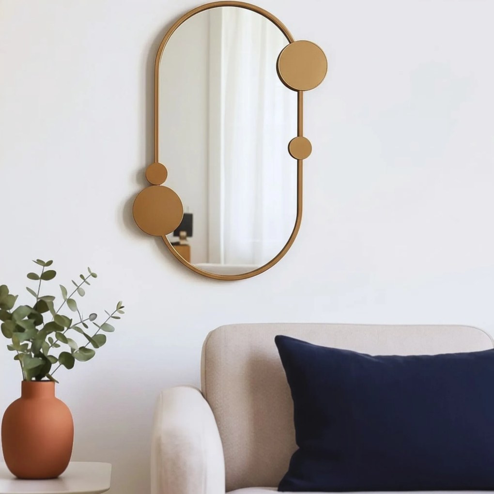 Lustro ścienne SAANA z geometrycznymi zdobieniami, 50 x 76 cm