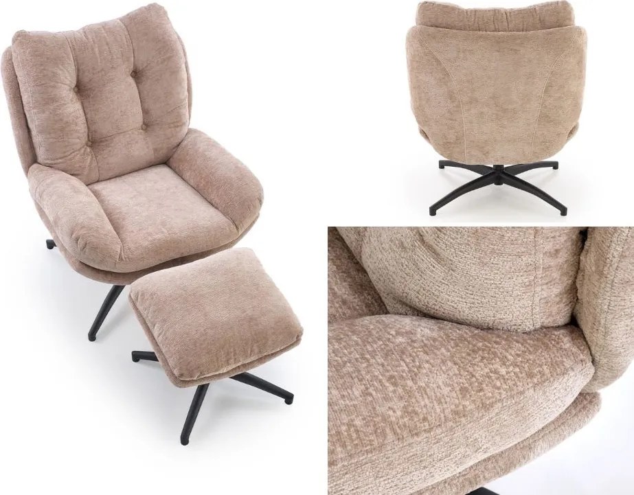 Fotel do salonu z podnóżkiem i funkcją kołyski Pesto Halmar