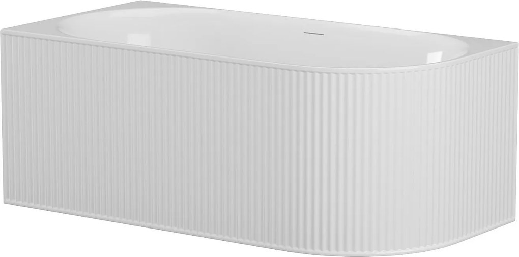 Wanna narożna ryflowana - 200 l - 150 x 75 x 58 cm - Biały mat - Akryl - Lewostronna - BARBORI