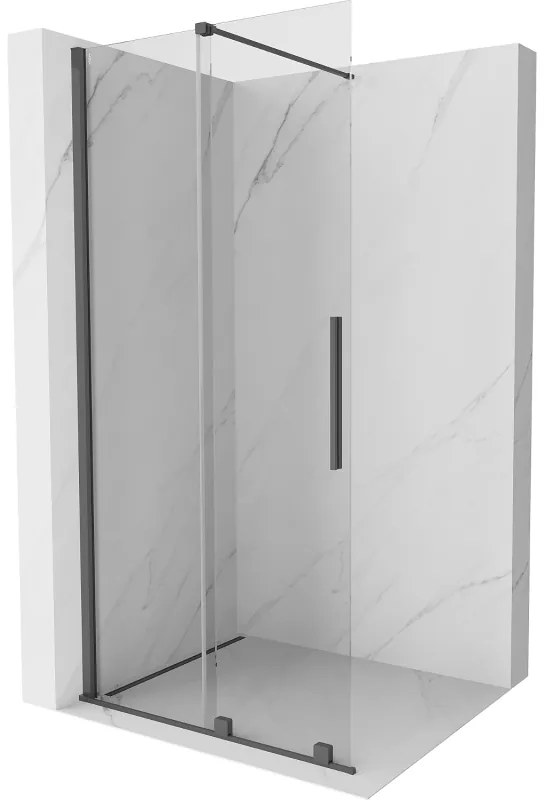 Mexen Velar ścianka prysznicowa rozsuwana Walk-in 80 x 200 cm, transparent 8 mm, gun gray szczotkowany - 871-080-000-03-66